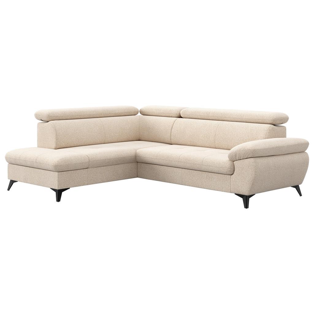 Ecksofa mit Bettfunktion Hudson, Chenille Beige