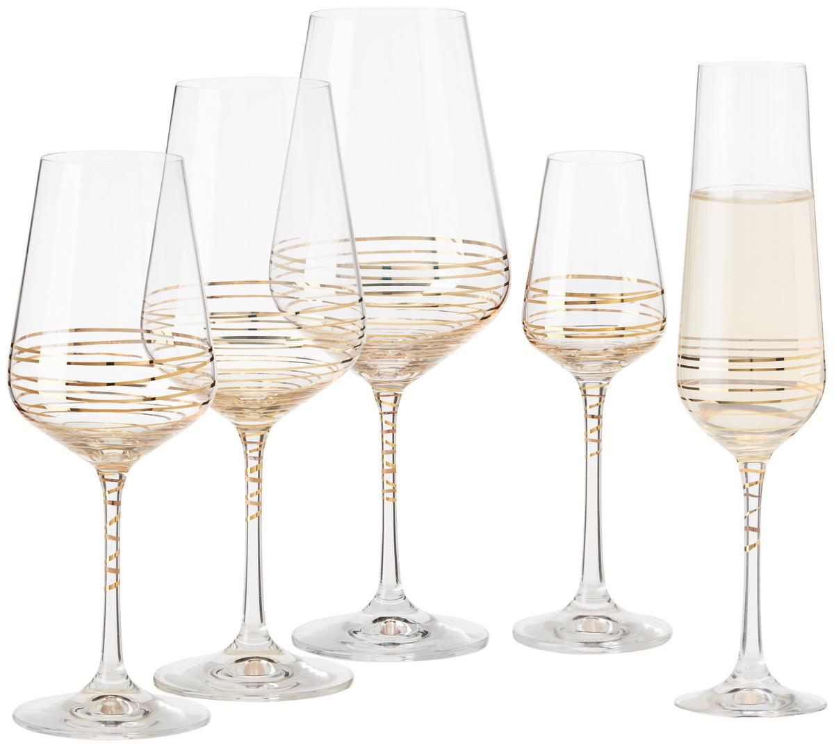 Sklenice na červené víno Elegance, ca 550ml - čiré/barvy zlata, Moderní, sklo (0,55l) - Bohemia