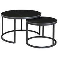 Couchtisch Leyton - Schwarz, KONVENTIONELL, Stein/Metall (68/68/43cm) - MID.YOU