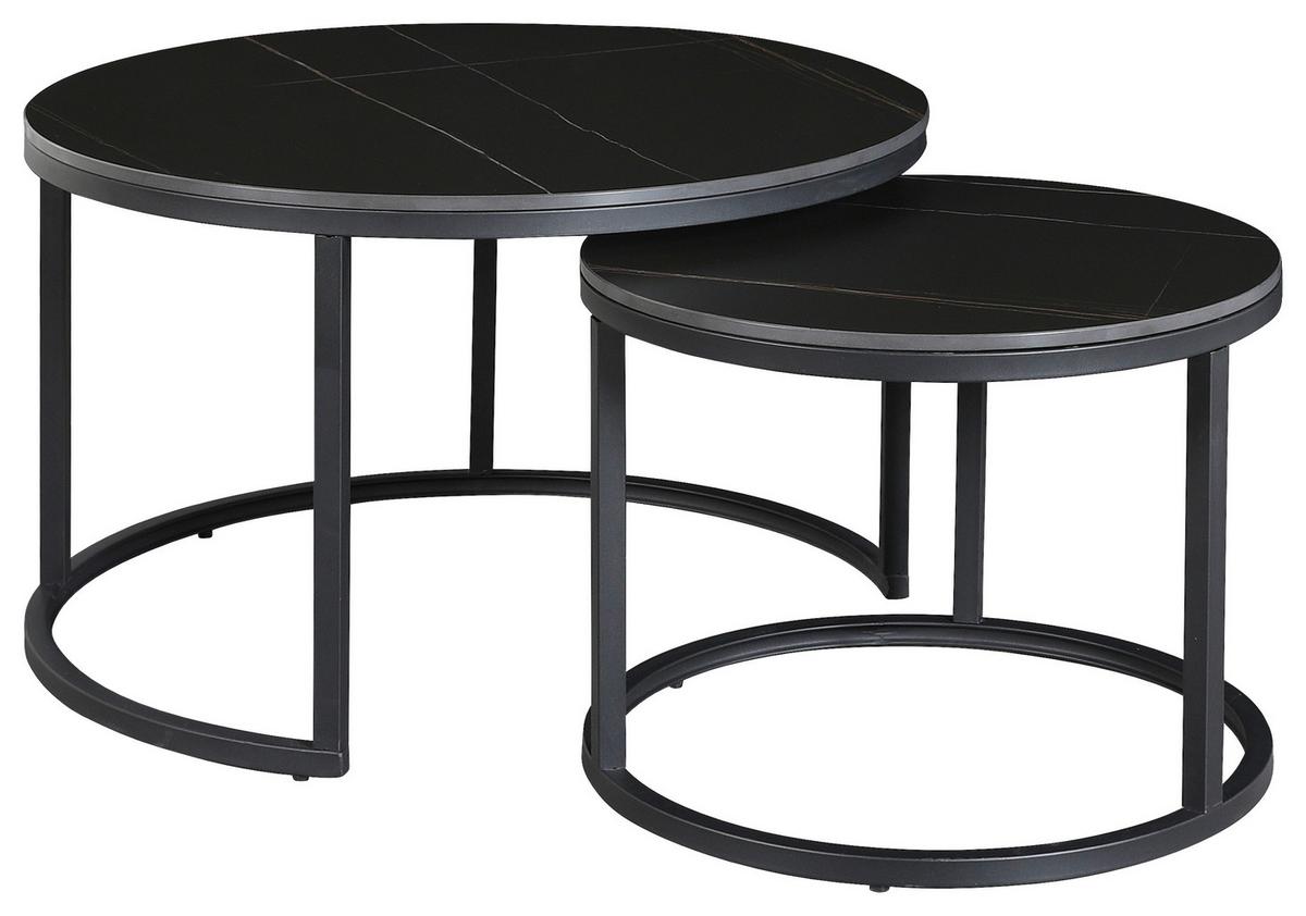 Couchtisch Leyton - Schwarz, KONVENTIONELL, Stein/Metall (68/68/43cm) - MID.YOU