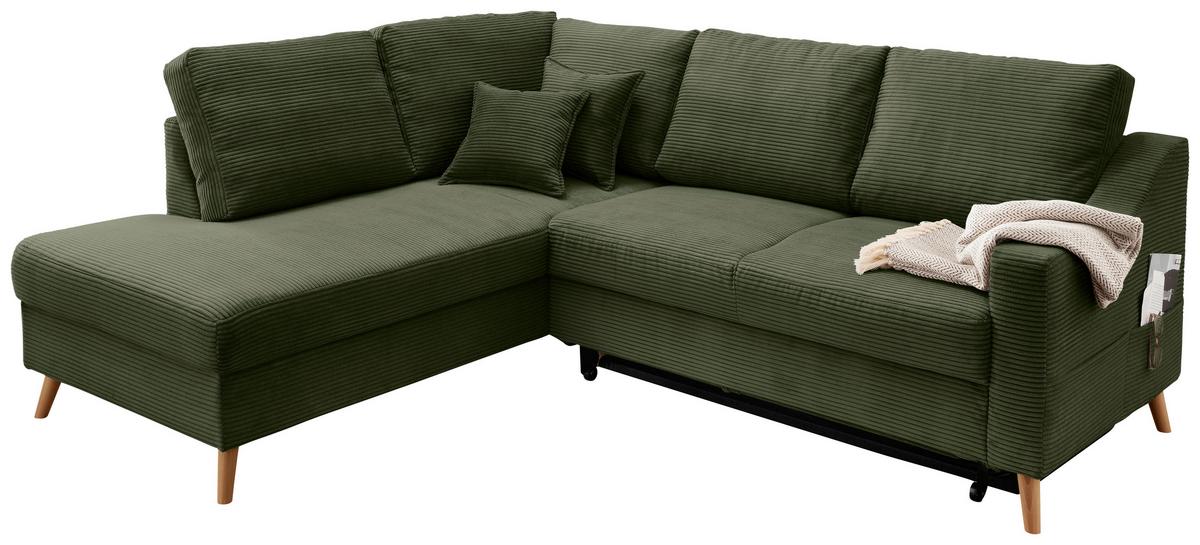 Ecksofa Valentina Dunkelgrün S: 200x230 Cm - Dunkelgrün/Naturfarben, MODERN, Textil (200/230cm) - Livetastic
