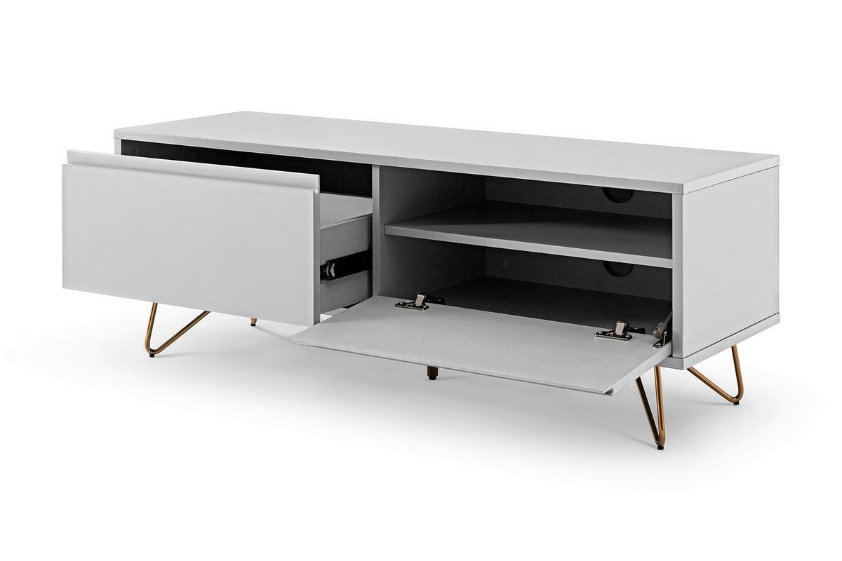 Lowboard Weiß B: 120cm - Messingfarben/Weiß, Design, Holzwerkstoff (120/45/40cm) - Livetastic