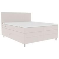 Boxspringbett mit Topper und Bettkasten 140x200 cm Messina - Chromfarben/Creme, KONVENTIONELL, Textil (140/200cm)