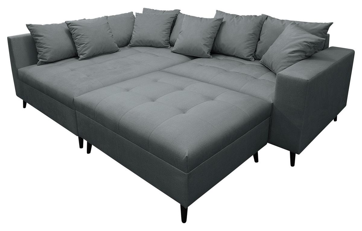 Ecksofa Pruno Dunkelgrau S: 174x247 Cm - Dunkelgrau/Schwarz, Design, Textil (174/247cm) - MID.YOU