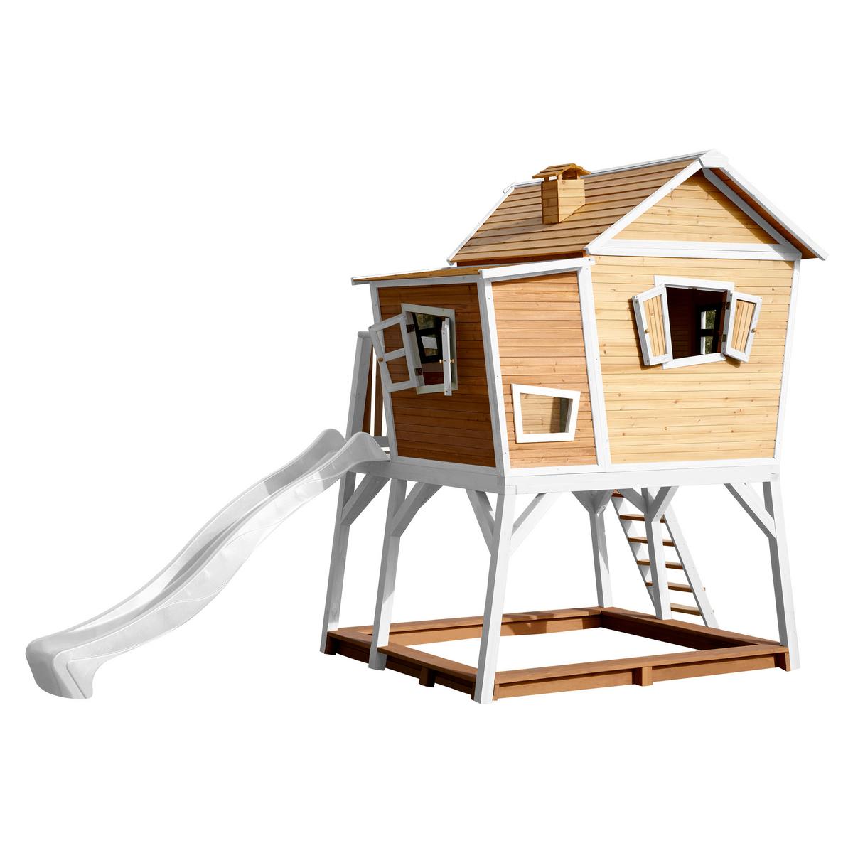 Spielturm Axi Max Aus Zedernholz Massiv - Weiß/Braun, Basics, Holz/Kunststoff (432/288/193cm) - Ambia Garden