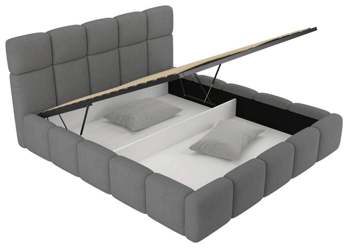 Polsterbett Cloudy Grau, Lf: 160x200 Cm - Grau, Trend, Holz/Holzwerkstoff (160/200cm) - Luca Bessoni