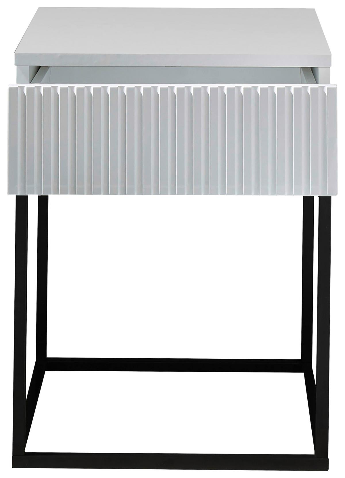 Noční stolek MARLE bílá - bílá/černá, Moderní, kov/kompozitní dřevo (40/52/38,5cm) - Hom`in