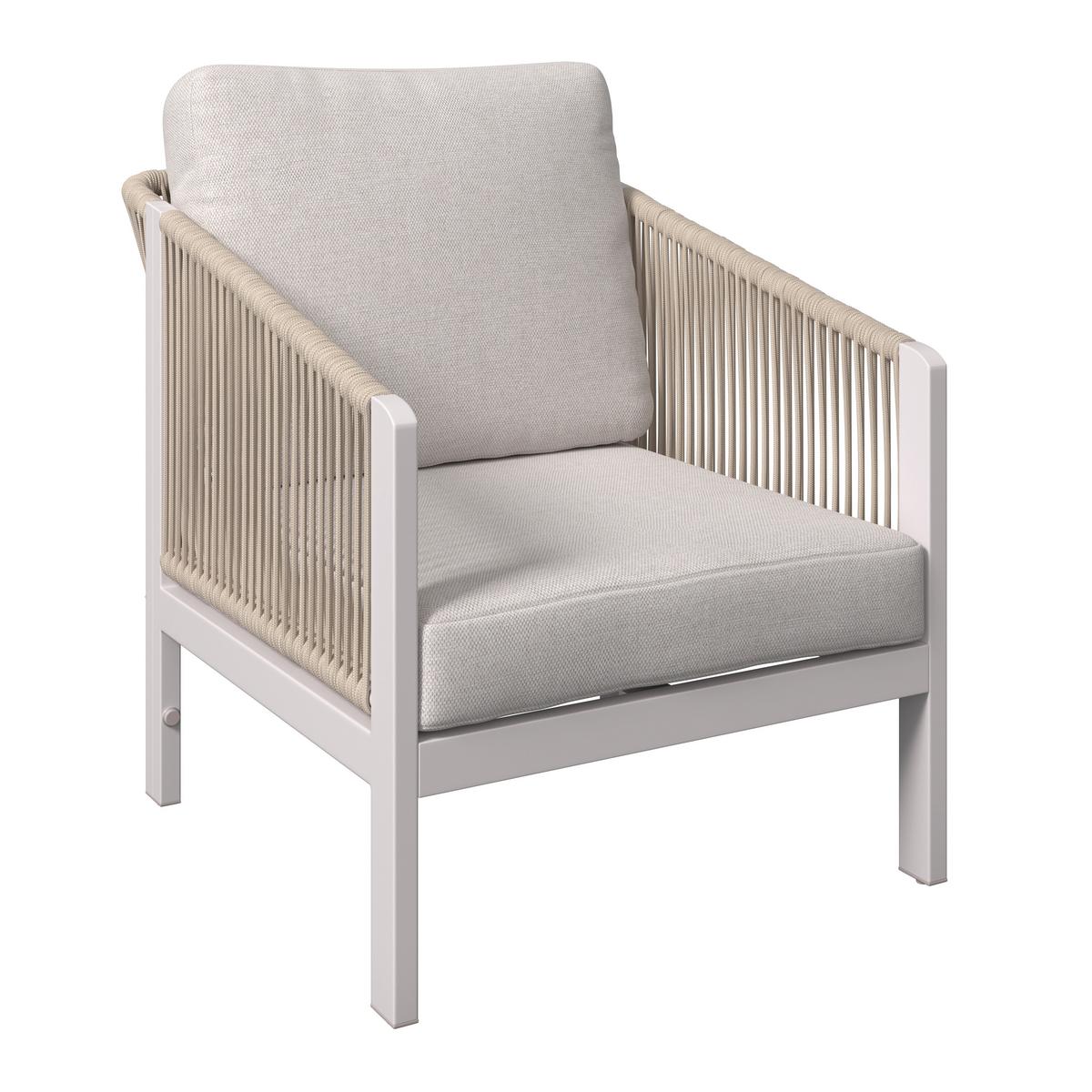 Loungesessel Palma - Hellbraun/Weiß, MODERN, Textil/Metall (65/67/80cm) - Beldano