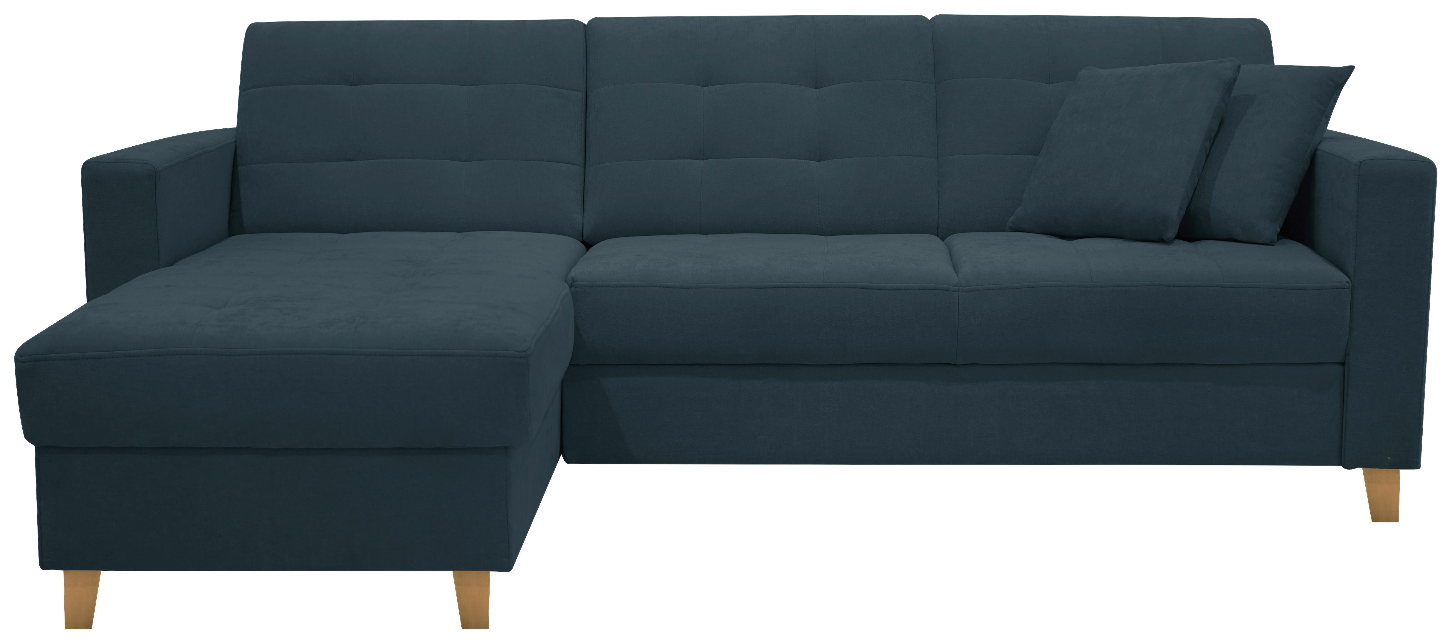 Rohová sedačka BJORN, oboustranná, tm.modrá žinylka - petrolej/přírodní barvy, Design, dřevo/textil (160/231cm) - Based