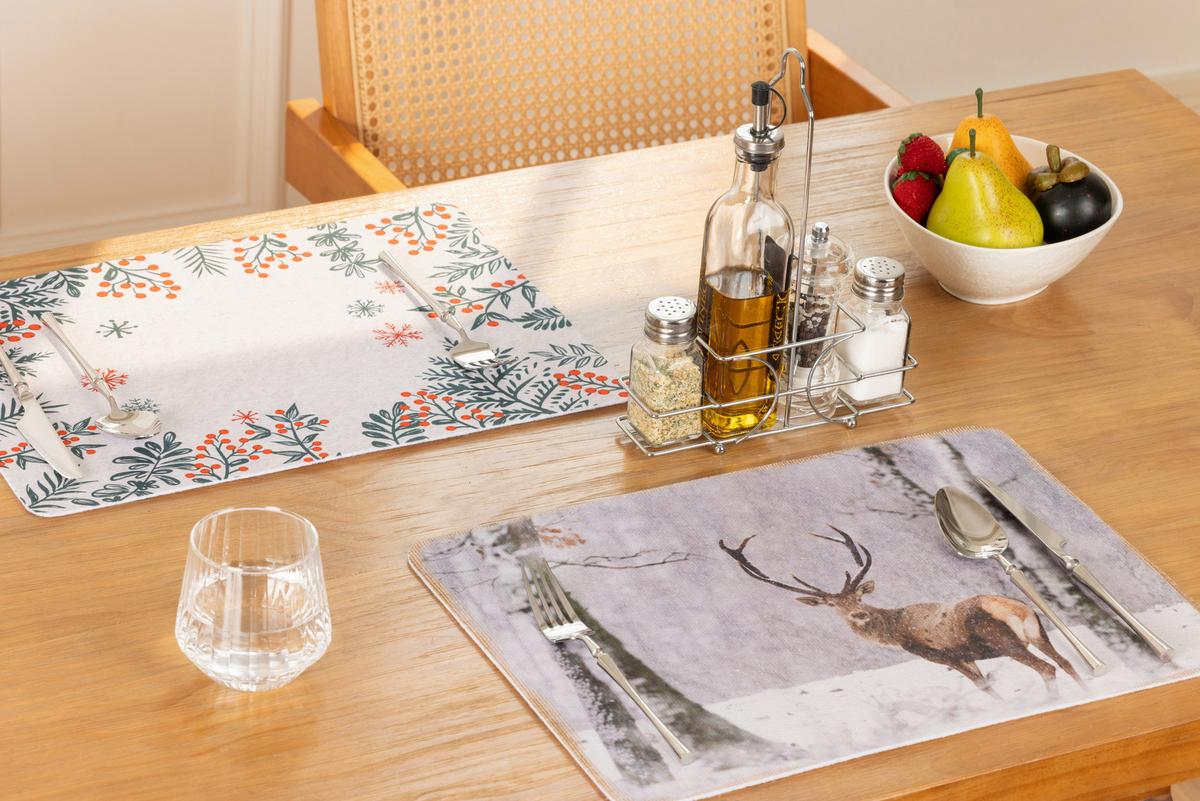 Platzdeckchen Marie - Beige/Rot, KONVENTIONELL, Textil (43/30cm) - Luca Bessoni