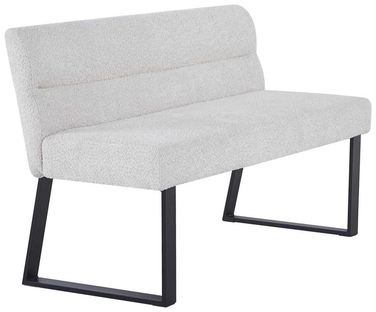 Sitzbank Kea Mit Lehne Beige, B: 140 Cm - Beige/Schwarz, KONVENTIONELL, Textil/Metall (140/83/61cm) - MID.YOU