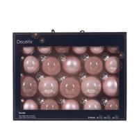 Sada vianočných gulí 21 ks - ružová, Basics, sklo (7cm)