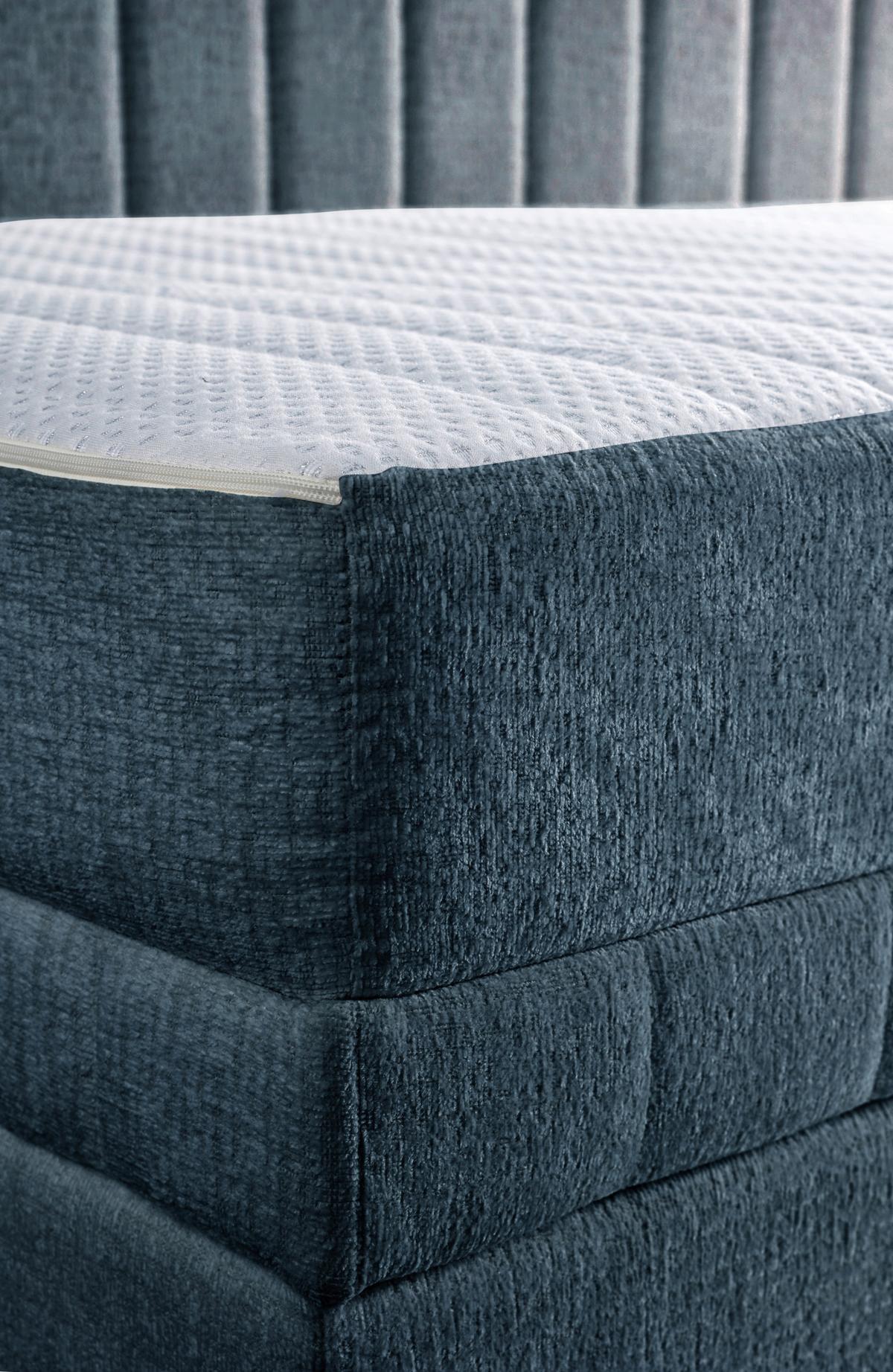 Schlafsofa Roma Chenille Blau, B: 212cm - Blau/Schwarz, Design, Textil (212/83/99cm) - MID.YOU