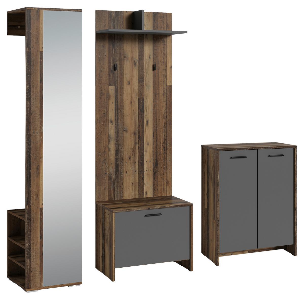 Garderobe Ben Alteiche/ Anthrazit B: 40 cm - Alteiche/Anthrazit, Design, Holzwerkstoff (40/184/35cm) - MID.YOU