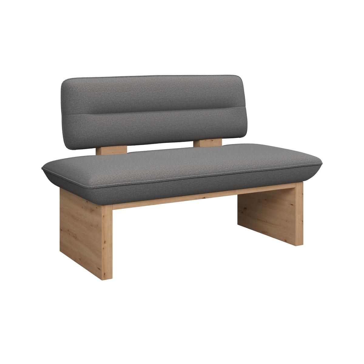 Sitzbank Beluna II Webstoff dunkelgrau, B: 140cm - Eichefarben/Dunkelgrau, KONVENTIONELL, Holzwerkstoff/Textil (140/87/67cm) - James Wood