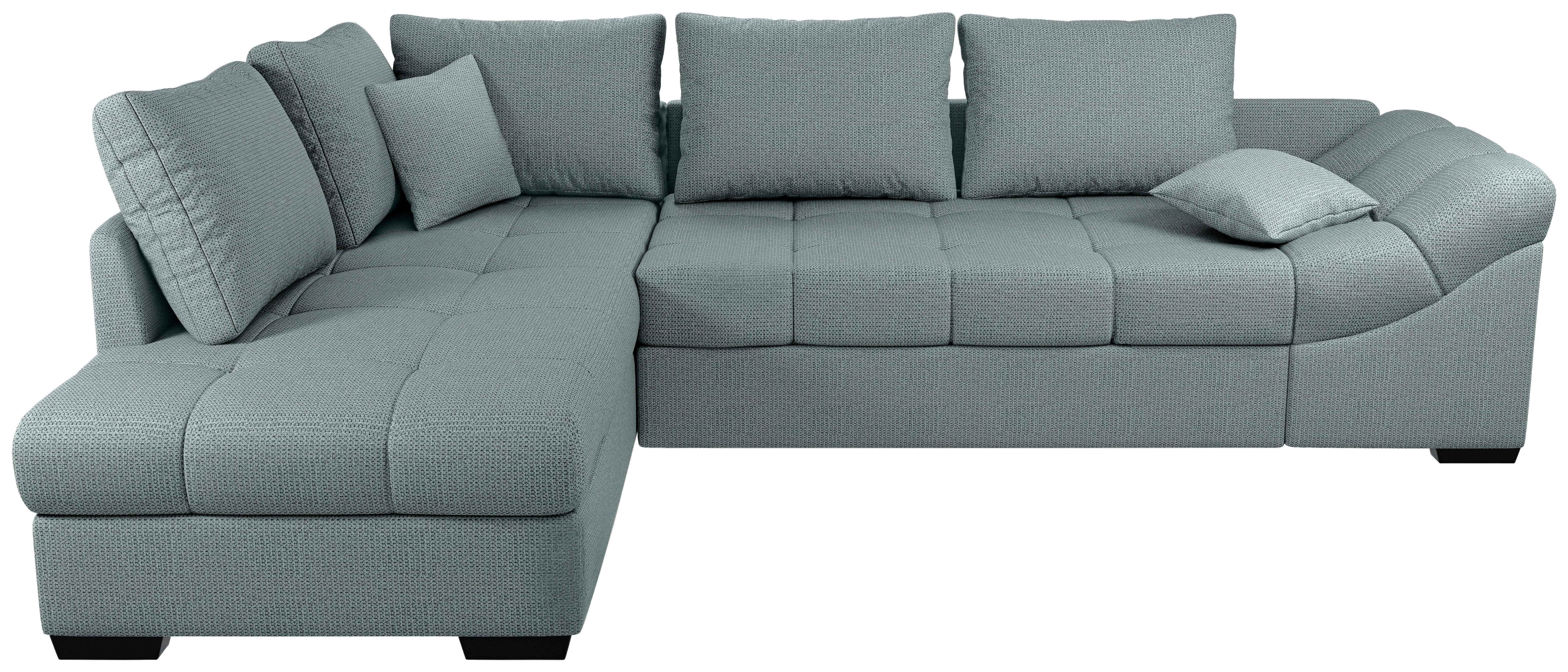 Eckschlafsofa Alvito Mintgrün S: 202x298 Cm - Schwarz/Mintgrün, MODERN, Textil (202/298cm) - MID.YOU