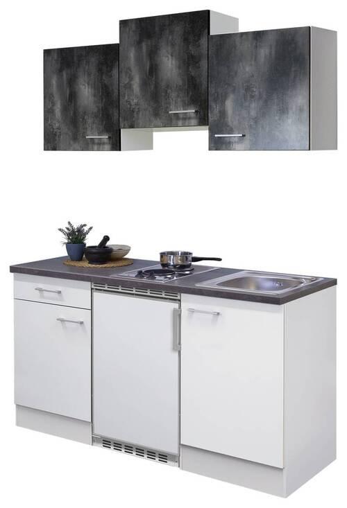 Miniküche Lucca Weiß/Graubraun B: 150,5 cm - Graubraun/Weiß, Basics, Holzwerkstoff (150,5cm) - FlexWell