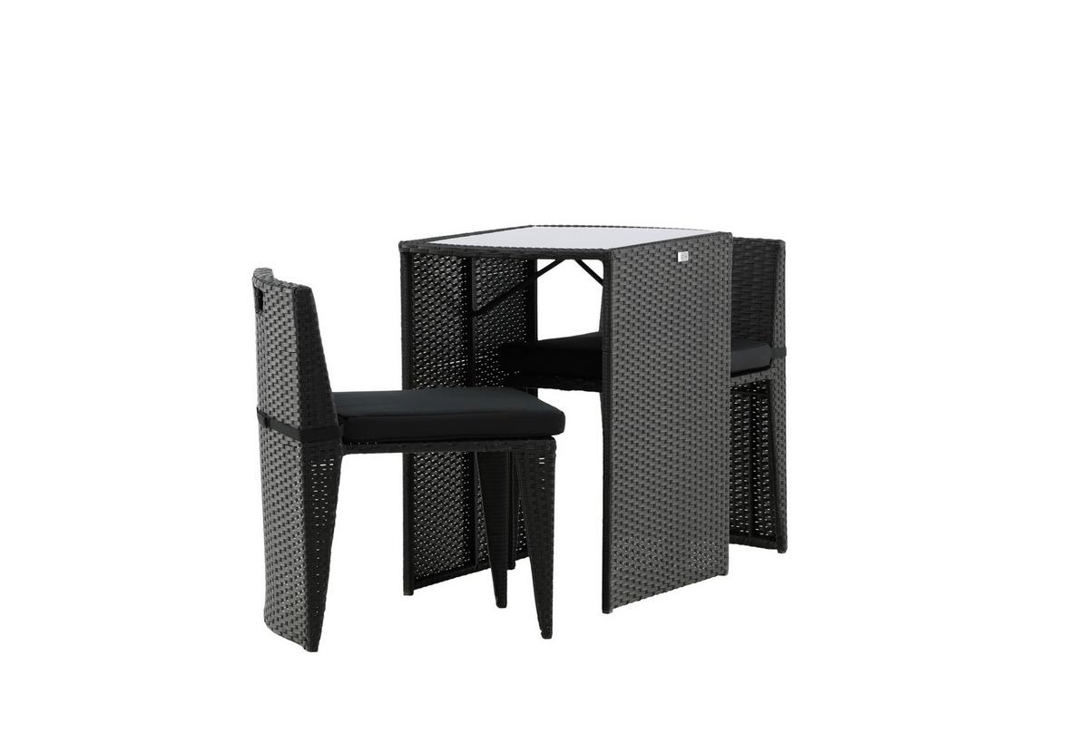 Balkonmöbel Set Savanna Metall/kunststoff Mit Kissen - Schwarz/Grau, KONVENTIONELL, Kunststoff/Textil - Gardenson