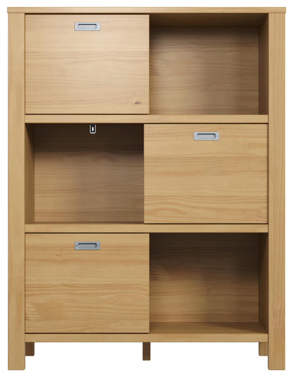 Könyvesszekrény Tolóajtókkal Eterno - natúr színű, Konventionell, faalapú anyag/fa (100/130/43cm) - Livetastic