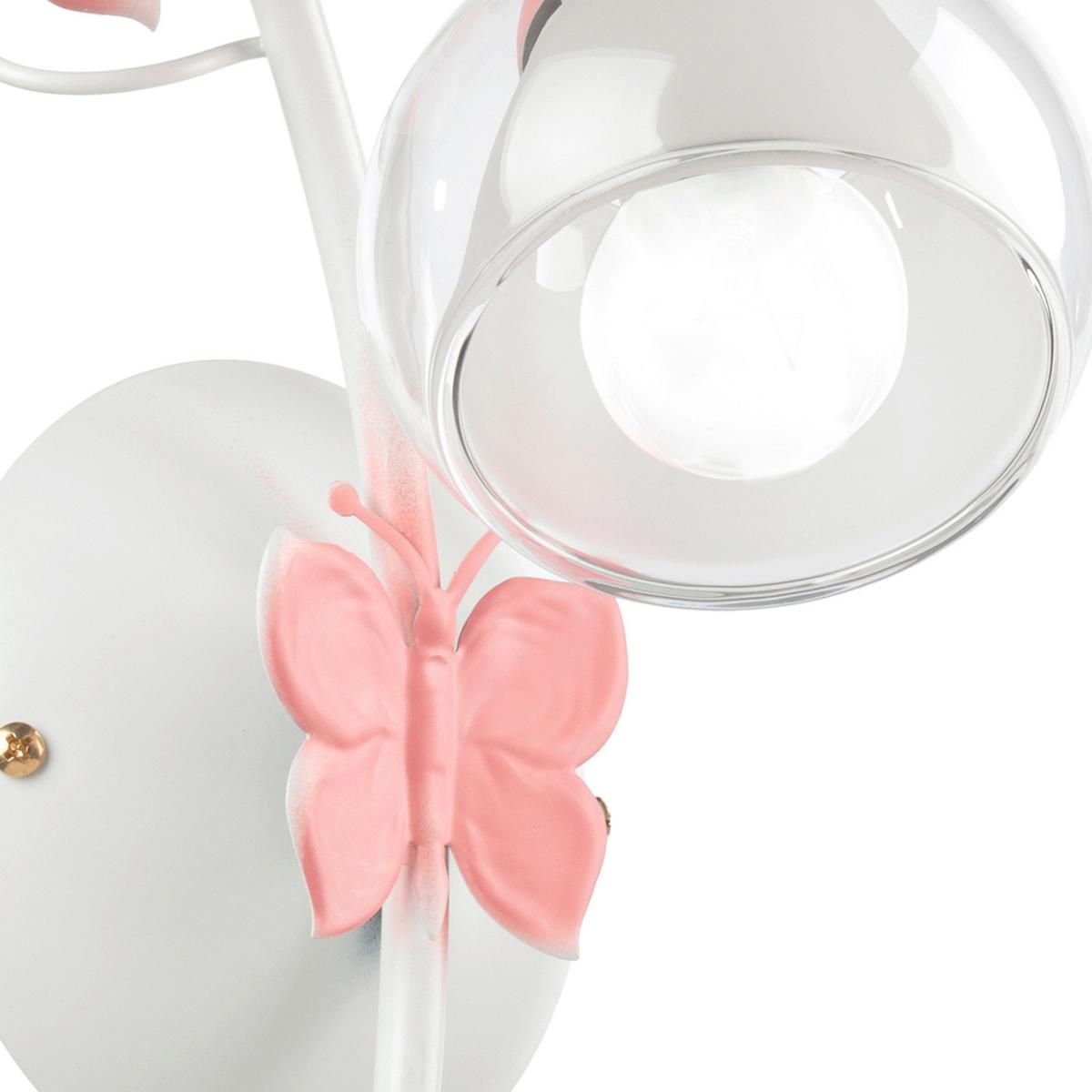 Kinderwandleuchte 4924/ap1 - Pink/Weiß, Basics, Glas/Metall (16/20/28cm)