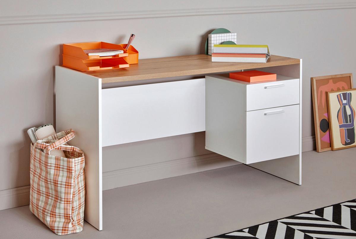 Schreibtisch ml C 130 - Eichefarben/Weiß, KONVENTIONELL, Holzwerkstoff (123/55/74,5cm) - Livetastic