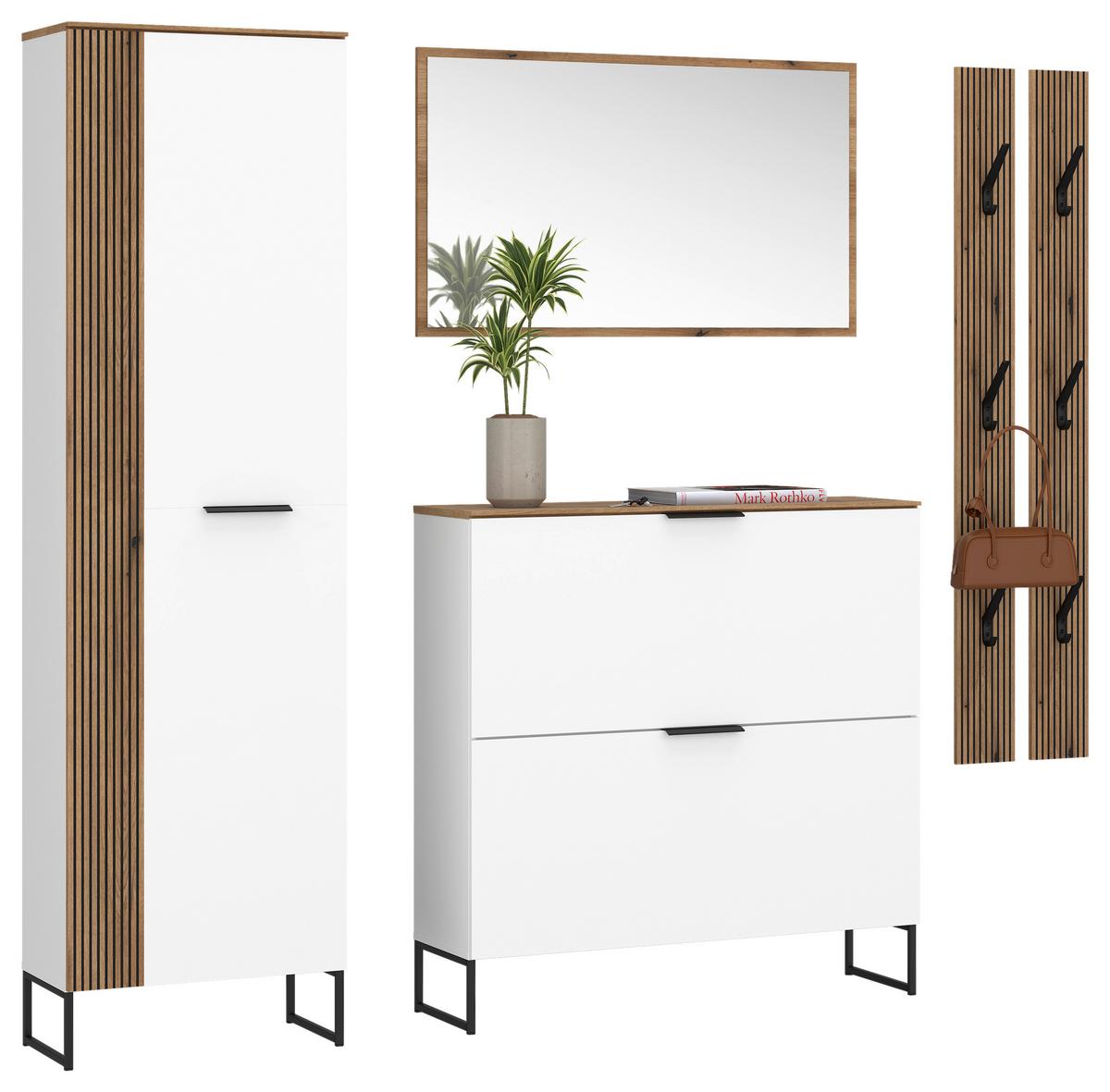 Garderobe Aladin Stehend & Hängend Montierbar - Eichefarben/Weiß, MODERN, Holzwerkstoff (184/199,9/35cm)