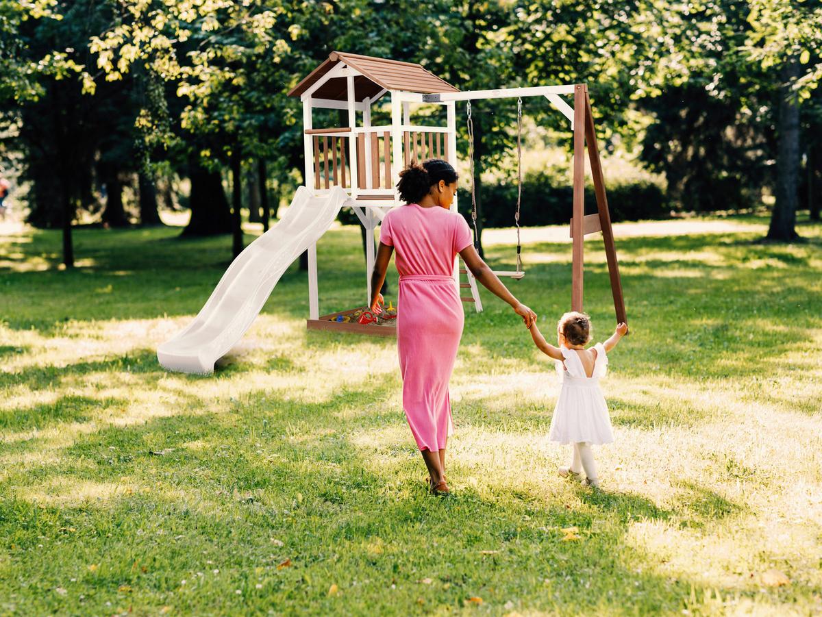 Spielturm A025.121.91 - Braun/Weiß, KONVENTIONELL, Holz/Kunststoff (283,6/241,9/349cm) - Ambia Garden