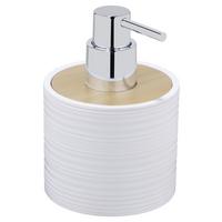 Seifenspender Lyon Weiß B: 8,7 cm - Weiß, Trend, Naturmaterialien/Kunststoff (8,7/12,5/8,7cm)