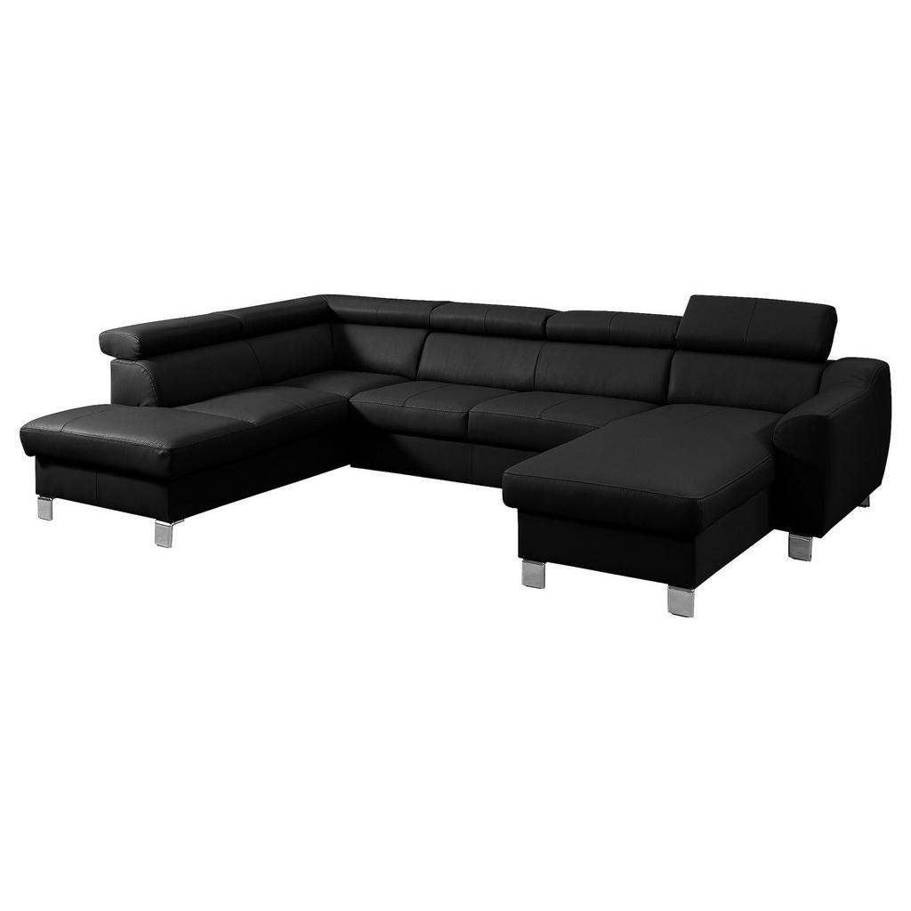 Wohnlandschaft Aspen Lederlook Schwarz 208x315x175 cm