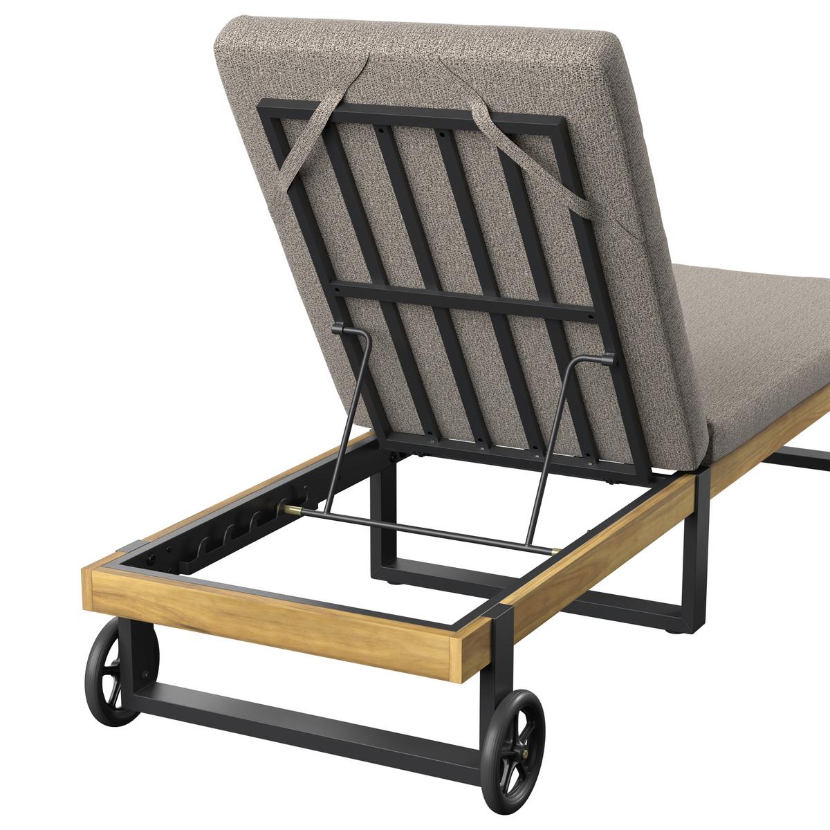 ZAHRADNÍ LEHÁTKO ELENYI - šedá, Moderní, kov/dřevo (200/95/65cm) - Bessagi Garden