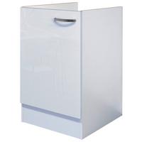 Spülenschrank Alba B: 50 Cm Weiß Ohne Arbeitsplatte - Weiß Hochglanz/Weiß, MODERN, Holzwerkstoff (50/82/57cm)