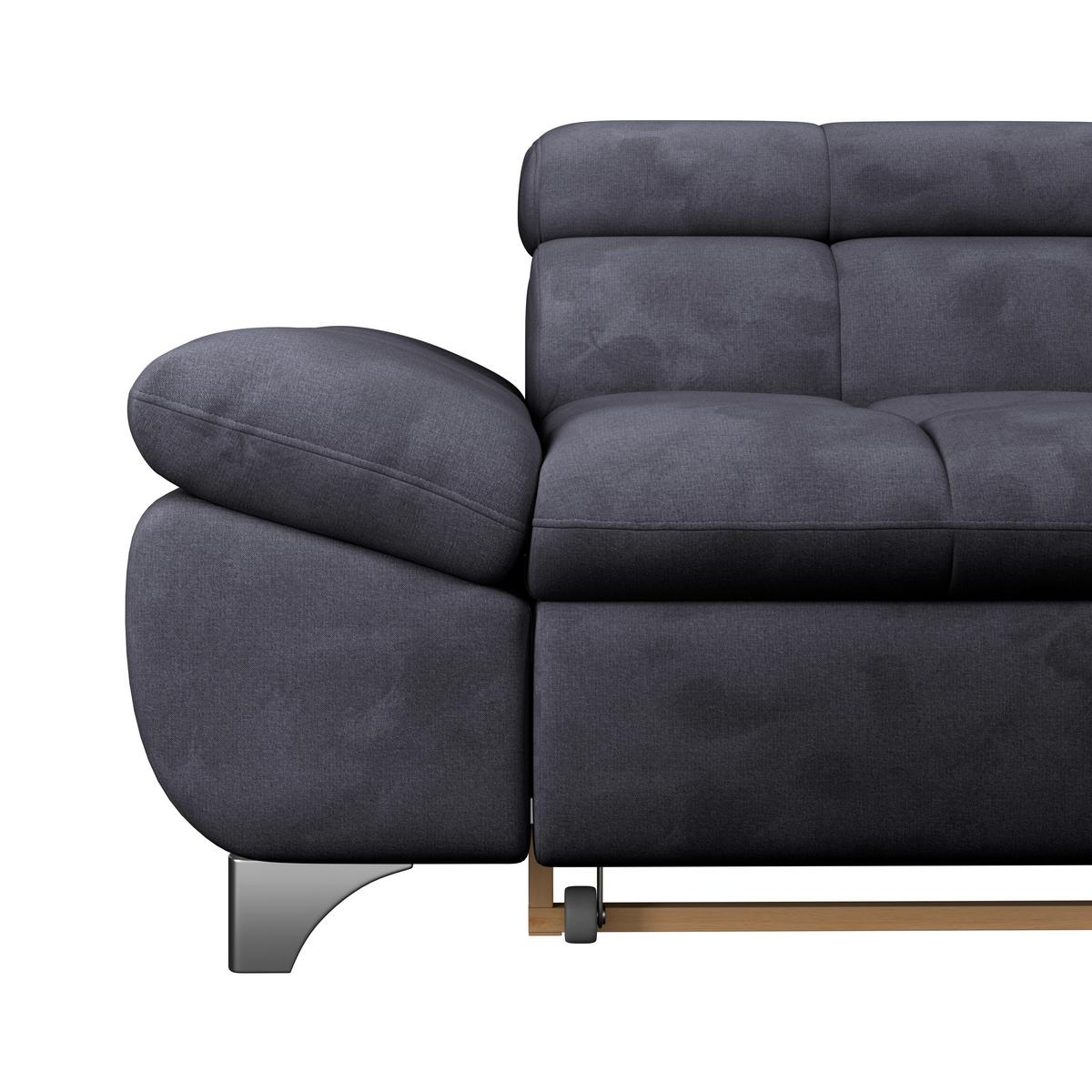 Ecksofa Gemini Dunkelblau, B: 312cm - Chromfarben/Dunkelblau, KONVENTIONELL, Textil (312/234cm)