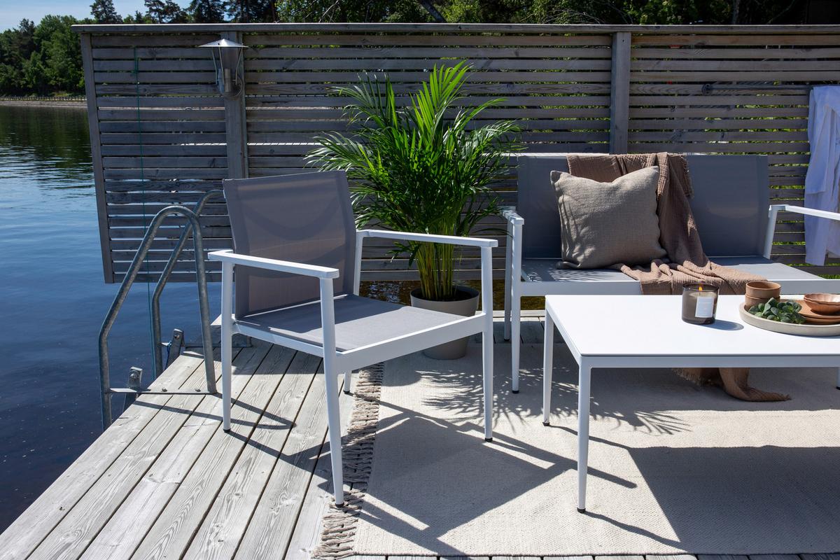 Loungegarnitur Break - Weiß/Grau, KONVENTIONELL, Glas/Textil - Gardenson