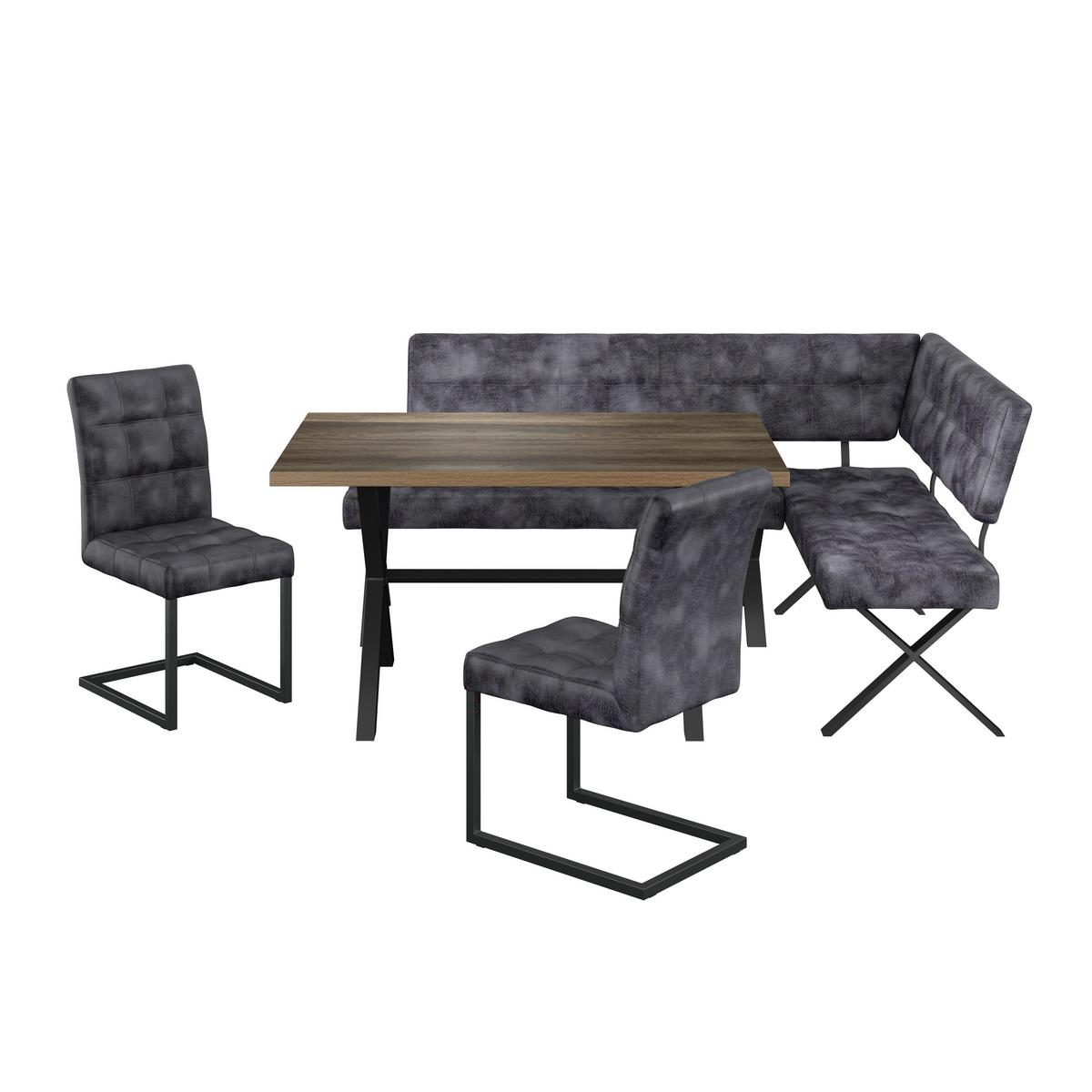 Eckbank Anthrazit Webstoff Donna 200x150 Cm - Anthrazit/Schwarz, MODERN, Textil/Metall (200/150cm)