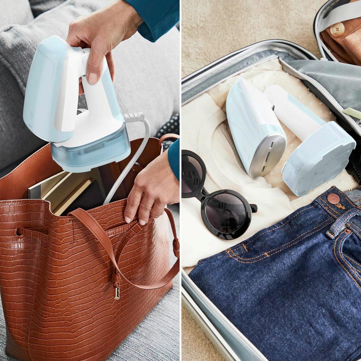 Dampfbürste Pastellblau, Weiß, 1300W - Pastellblau/Weiß, Basics, Kunststoff (12,7/10,5/22cm) - Tefal