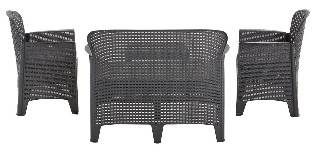 Gartengarnitur Jungle - Anthrazit/Hellgrau, Basics, Kunststoff