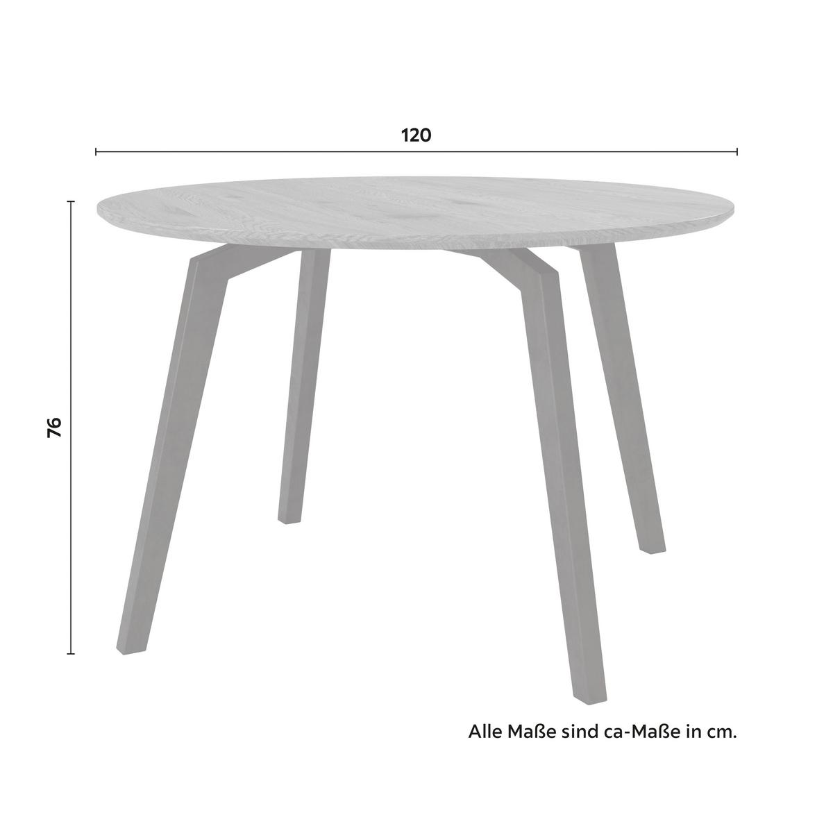 Jídelní stůl ELIAN 120 - černá/barvy dubu, Moderní, kov/kompozitní dřevo (120/120/76cm) - Bessagi Home