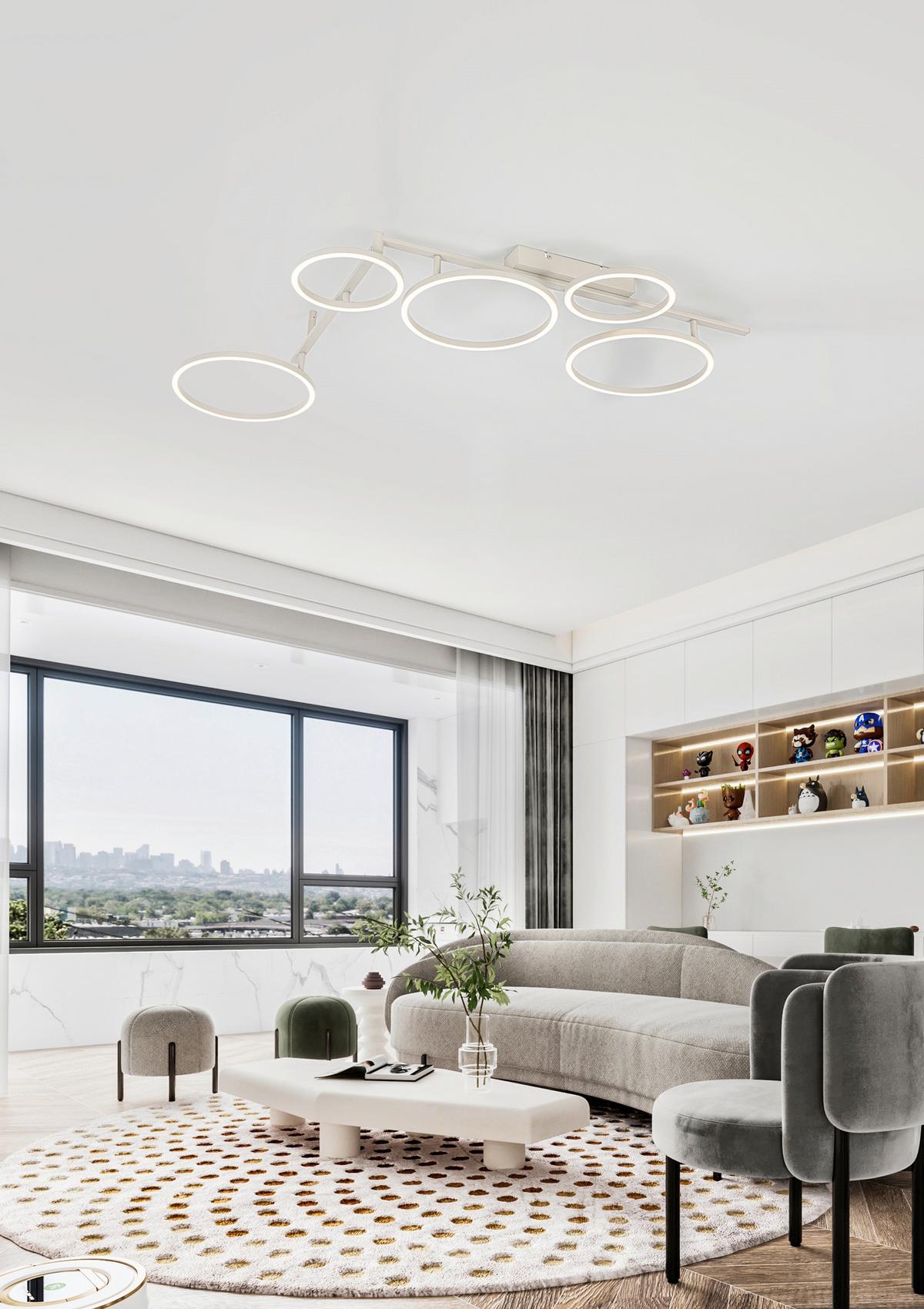 LED-Deckenleuchte Cemil - Sandfarben, Basics, Kunststoff/Metall (125/88/12cm) - Luca Bessoni