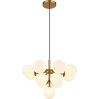 Függőlámpa Lunah - opál/aranyszínű, Modern, Üveg/fém (56/120cm) - Novel