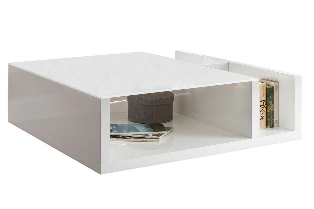 Couchtisch Weiß Hochglanz L: 100 Cm - Weiß Hochglanz, Design, Glas/Holzwerkstoff (100/100/30cm) - Livetastic