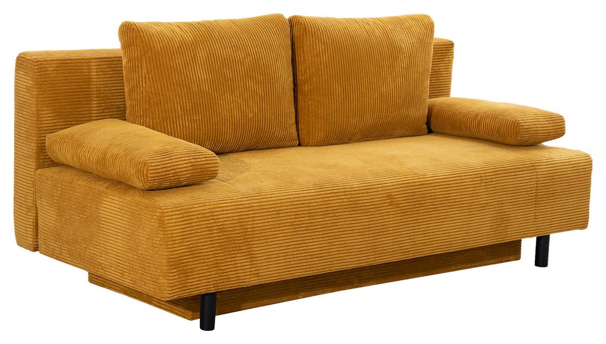 Sofa Leoni, Currygelb B: 191 Cm - Currygelb/Schwarz, KONVENTIONELL, Holz/Textil (191/92/89cm) - MID.YOU