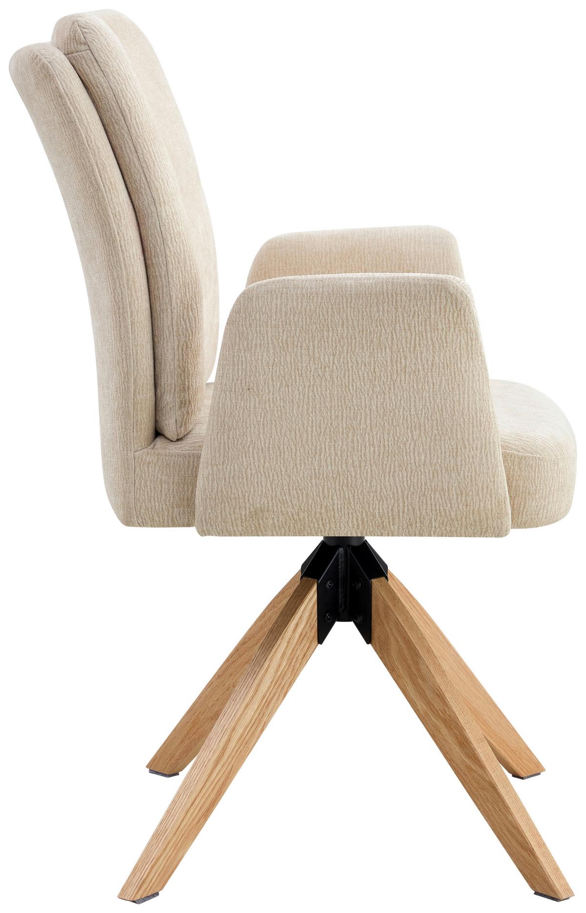 Armlehnstuhl Matei Webstoff Beige, B: 60 Cm - Beige/Naturfarben, KONVENTIONELL, Holz/Textil (60/94/66cm) - Livetastic