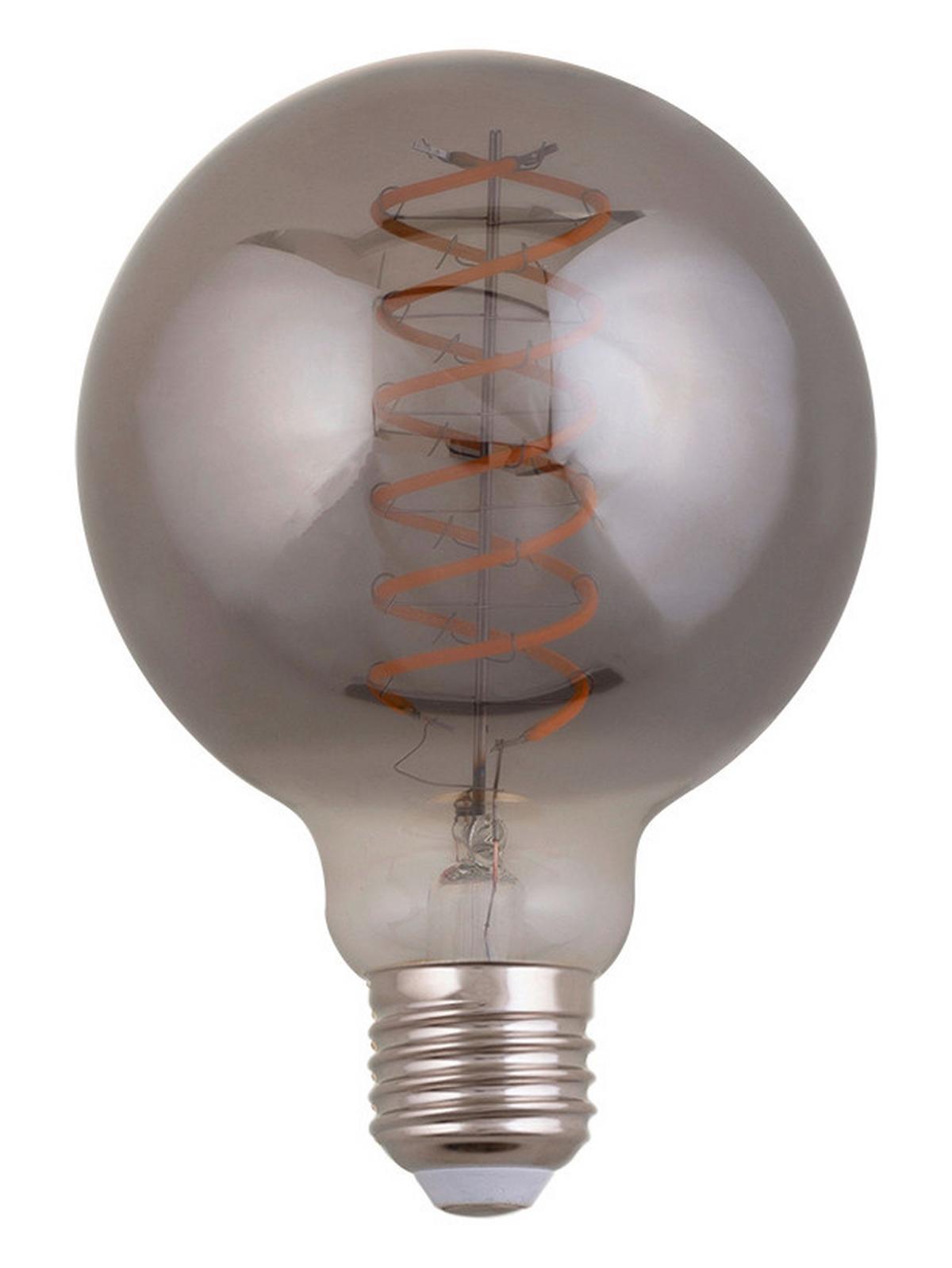 LED žiarovka 8,5 Watt, E27 - strieborná, kov/sklo (9,5/13,8cm) - Globo