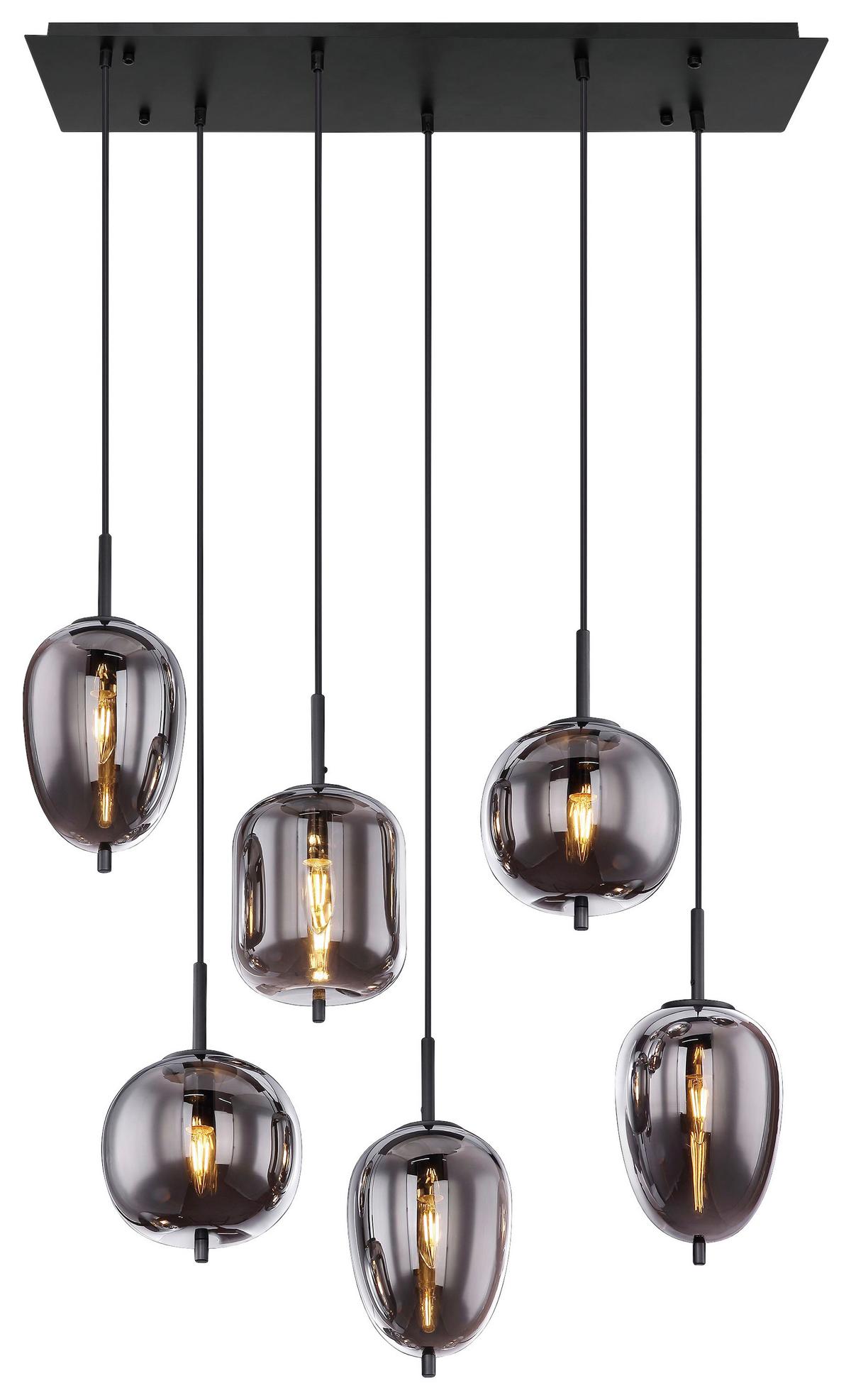 Závesné svietidlo Jeanette, max. 40 Watt - čierna, Modern, kov/sklo (80/34/120cm) - Premium Living