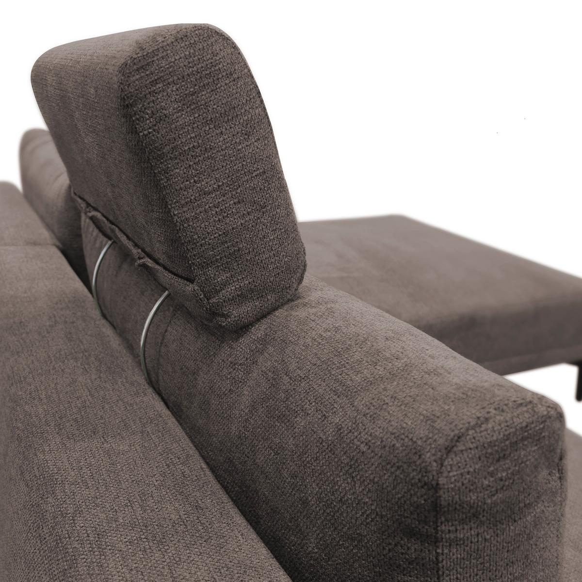 Ecksofa mit Bettkasten Lagacy 260x192 cm Webstoff Graubraun - Graubraun/Schwarz, Design, Textil (260/192cm) - MID.YOU