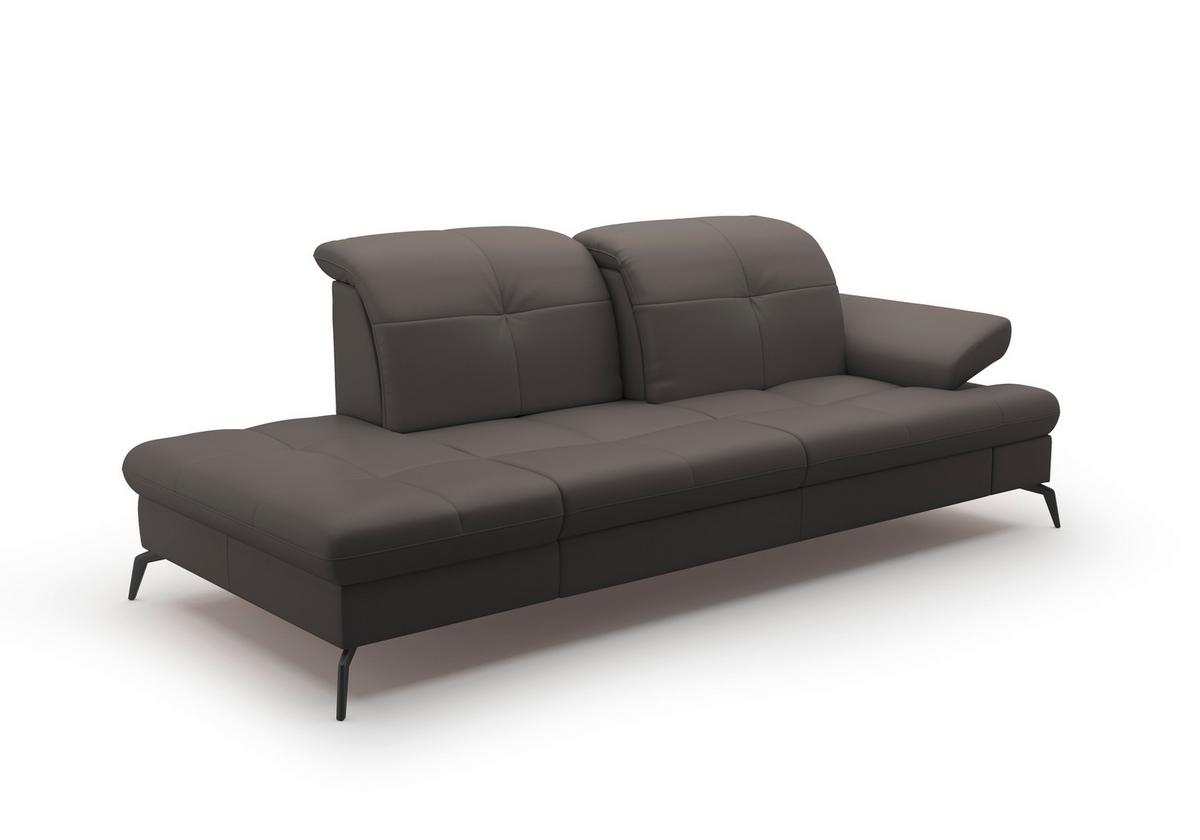 Récamiere Amica E, Mokka B: 231 Cm - Schwarz/Mokka, KONVENTIONELL, Leder/Textil (231/90/122cm) - Sit & More