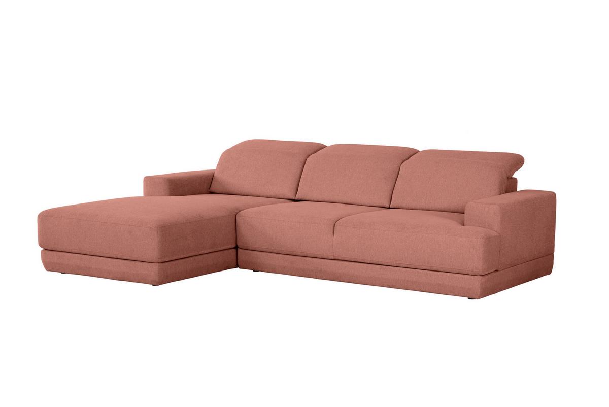 Ecksofa Frans Rosa S: 204 Cm - Schwarz/Rosa, Design, Textil (204/293cm) - MID.YOU
