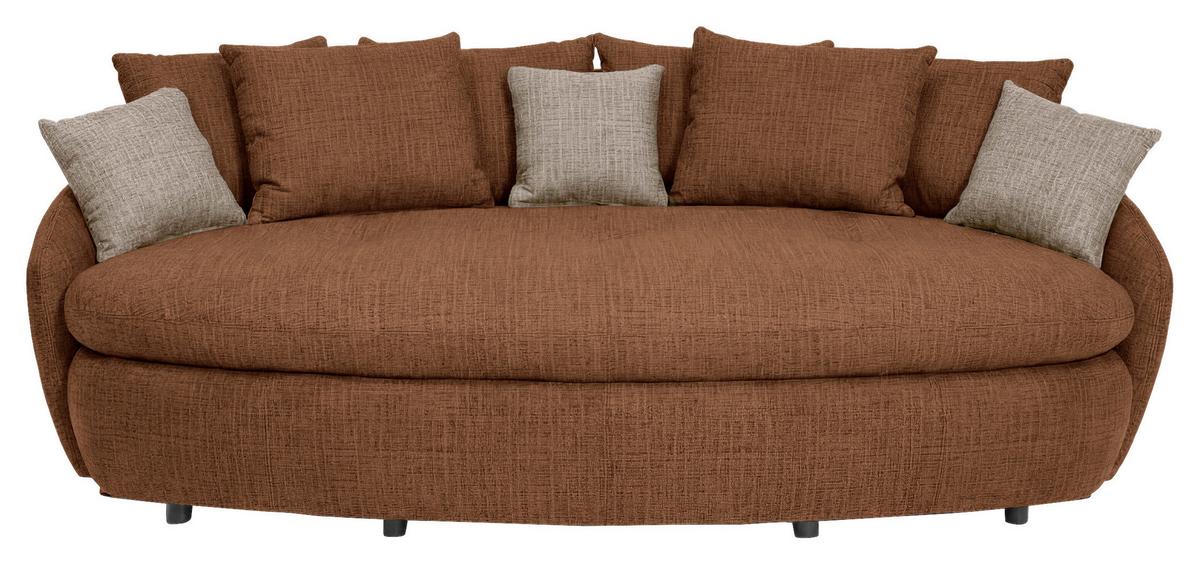 Megasofa Aruba 2 mit Kissen B: 238cm,terracotta Chenille - Terracotta/Schwarz, Trend, Textil (238/80/140cm) - Luca Bessoni
