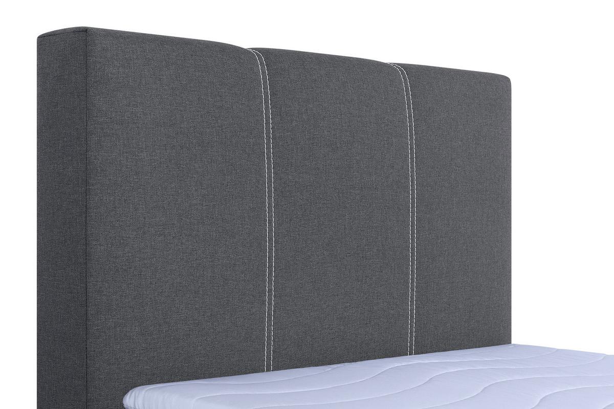 Boxspringbett Malta Mit Topper Grau, 90x200 Cm - Chromfarben/Schwarz, Basics, Holzwerkstoff/Textil (90/200cm) - P & B