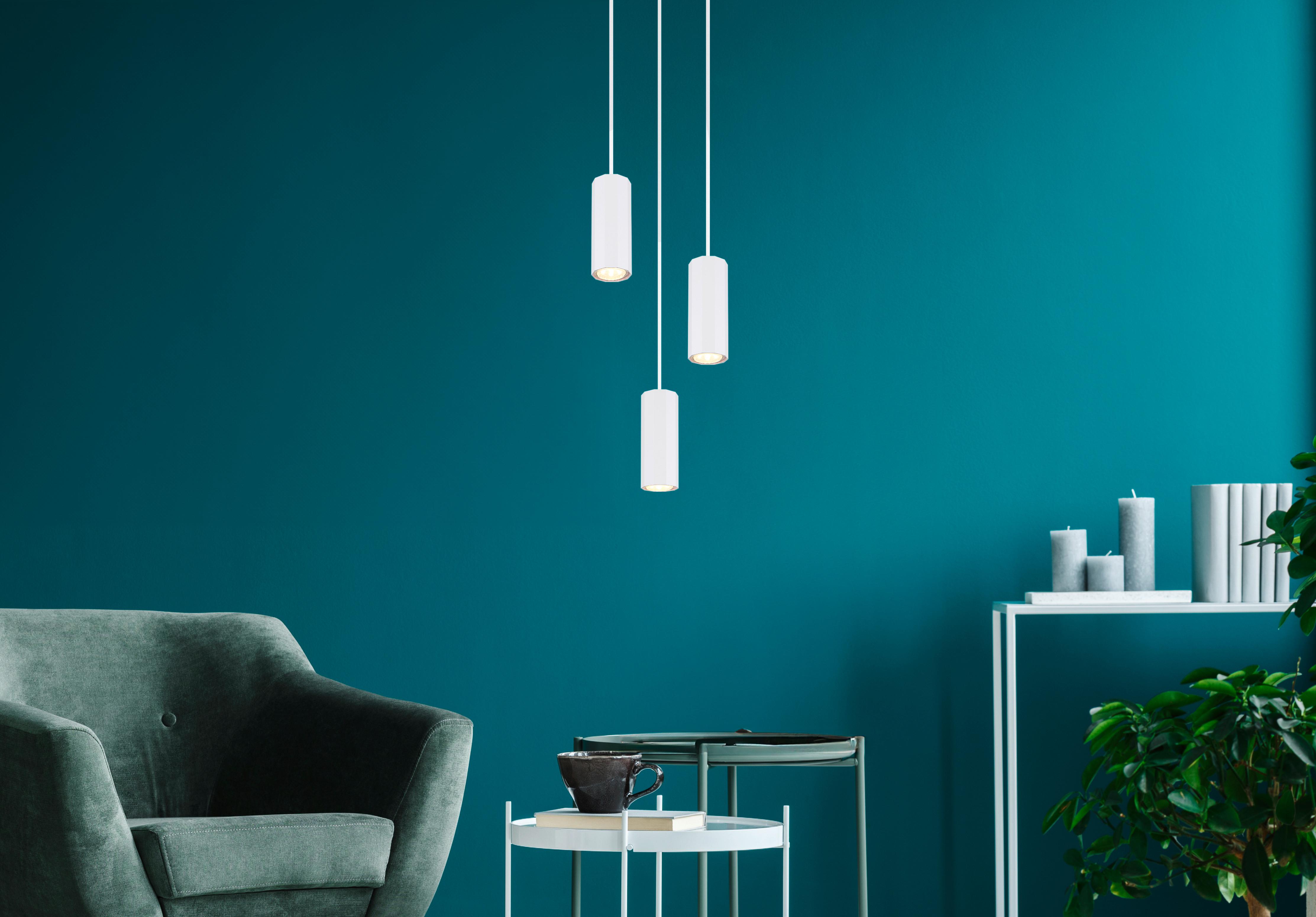 Hängeleuchte 57918-3hw James - Weiß, Design, Metall (21/120cm) - Globo